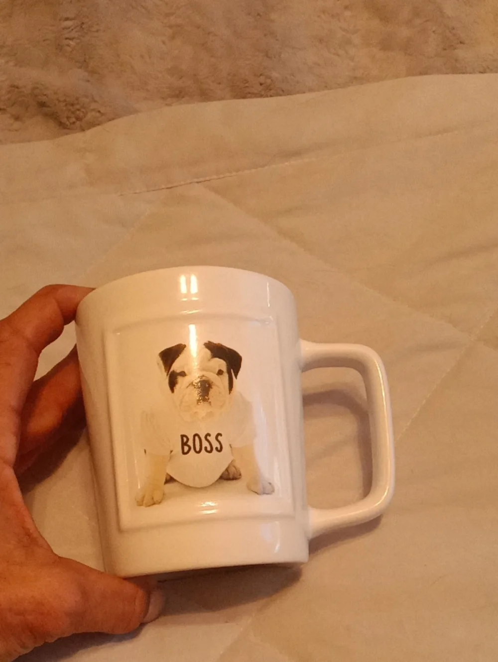 White Dog 'BOSS' Ceramic Coffee Mug